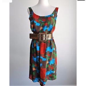 🥰🎆HP🎆🥰!! Alice & Olivia abstract multicolor silk midi dress